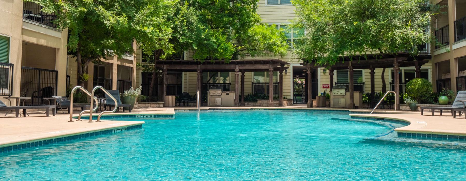 a pool in a courtyard